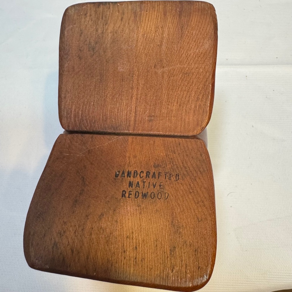 Vtg Handcrafted Native Redwood Heart Puzzle Box Small Vintage Wood Trinket Box - Picture 3 of 10